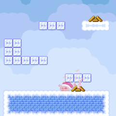 Jump quickly across the ice blocks in level 9 in Fireblob Winter.