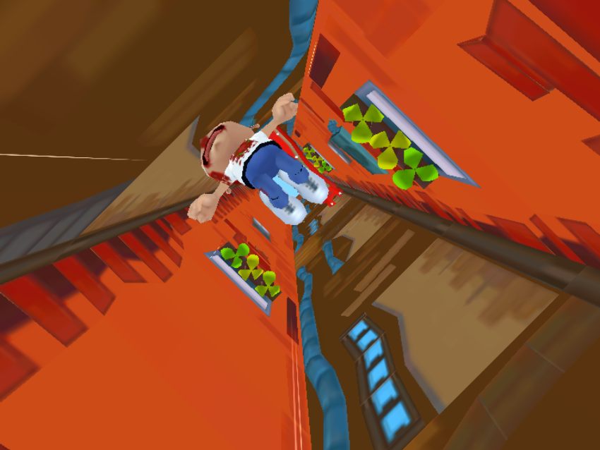 Keed Fred in the center to avoid collisions in Super Falling Fred.